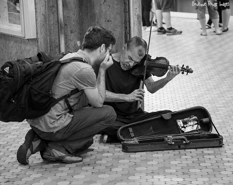 Montreal metro. Street photography. Black and white. Musical photography.